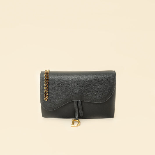 Dior Shoulder Bag Christian Saddle Wallet On Bag 2 Black Chain