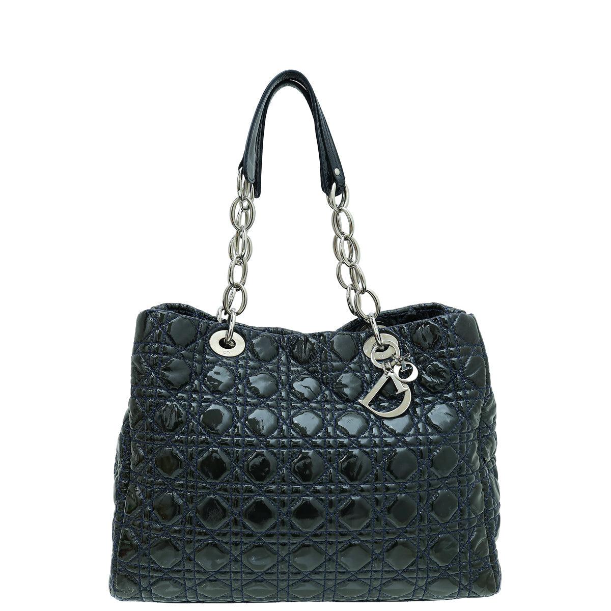 Dior Handbag Christian Indigo Lady Soft Tote Bag Blue Large Shoulder Bag