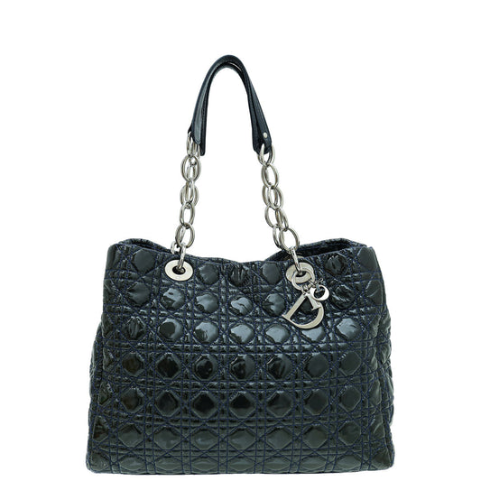 Dior Handbag Christian Indigo Lady Soft Tote Bag Blue Large Shoulder Bag