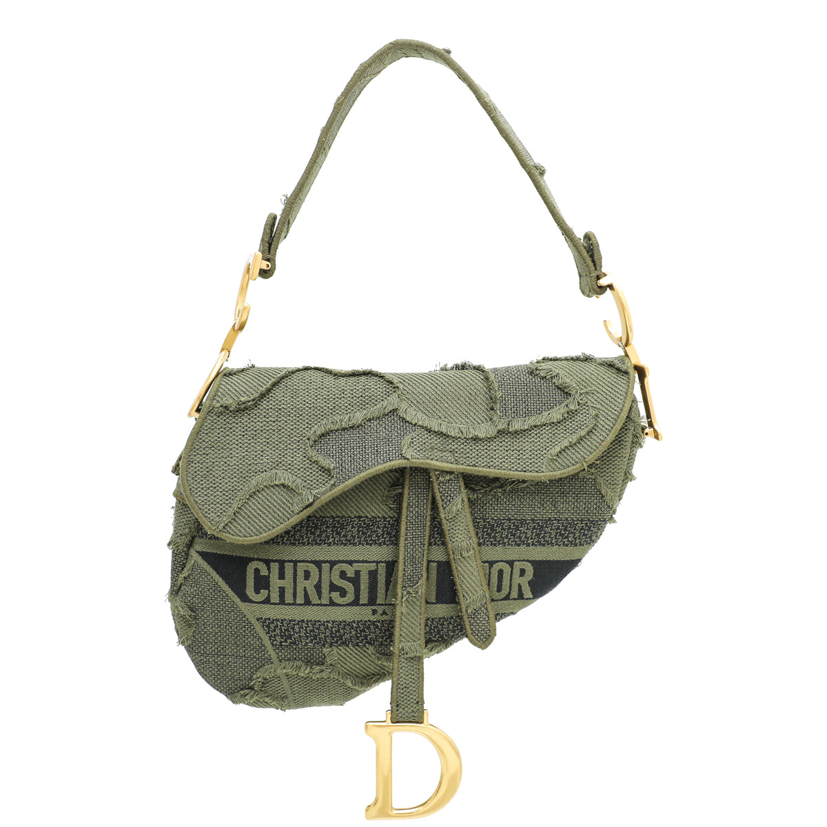 Dior Handbag Christian Khaki Saddle Camouflage Bag Medium Embroidered Shoulder Bag