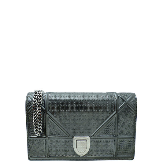 Dior Shoulder Bag Christian Dark Grey ama Cannage Wallet Gray Micro Chain