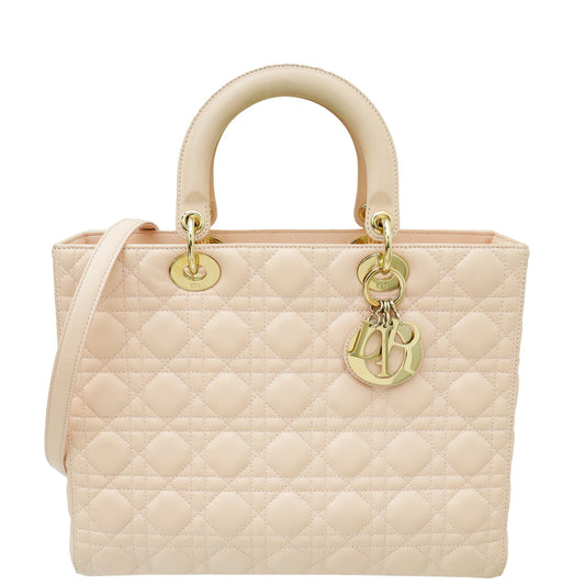 Dior Handbag Christian Light Lady Bag Pink Large Shoulder Bag