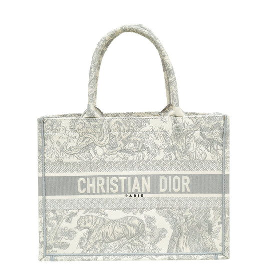 Dior Handbag Christian Bicolor Toile De Jouy Embroidery Book Medium Shoulder Bag