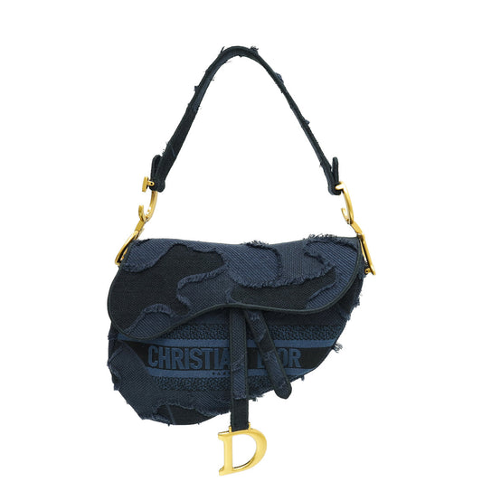 Dior Handbag Christian Bicolor Camouflage Saddle Bag Embroidered Shoulder Bag