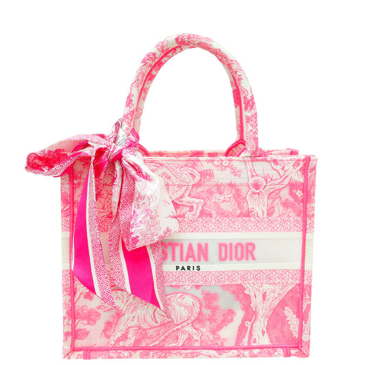 Dior Handbag Christian Bicolor Toile De Jouy Mesh Book Small Embroidered Tote Bag