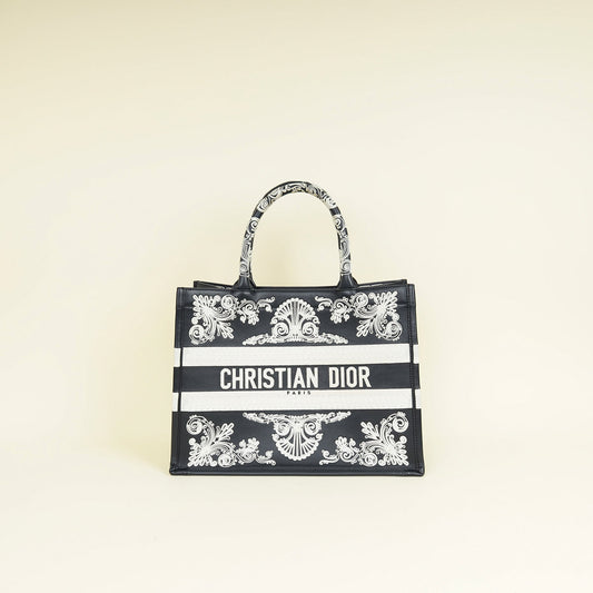 Dior Handbag Christian Bandana Embroidery Book Tote Bag Medium