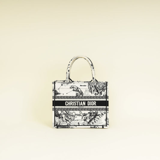 Dior Handbag Christian Bicolor Zodiac Embroidery Book Tote Bag Small