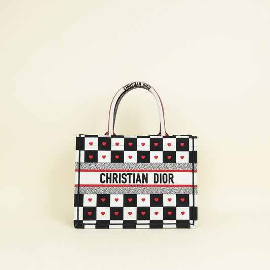 Dior Handbag Christian Tricolor amour D-Chess Heart Book Tote Medium Tote Bag