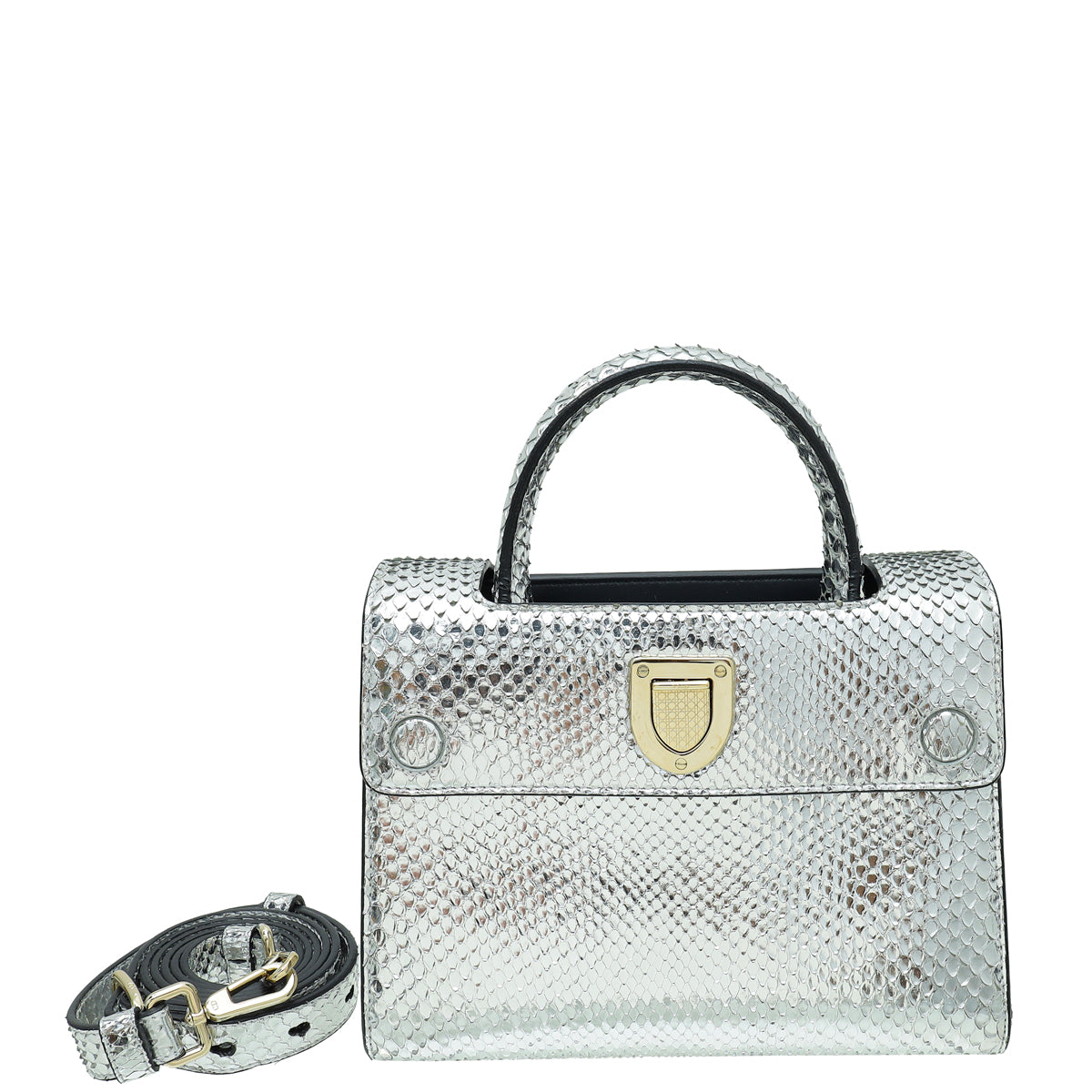 Dior Handbag Christian Metallic ever Bag Python Silver Mini Shoulder Bag