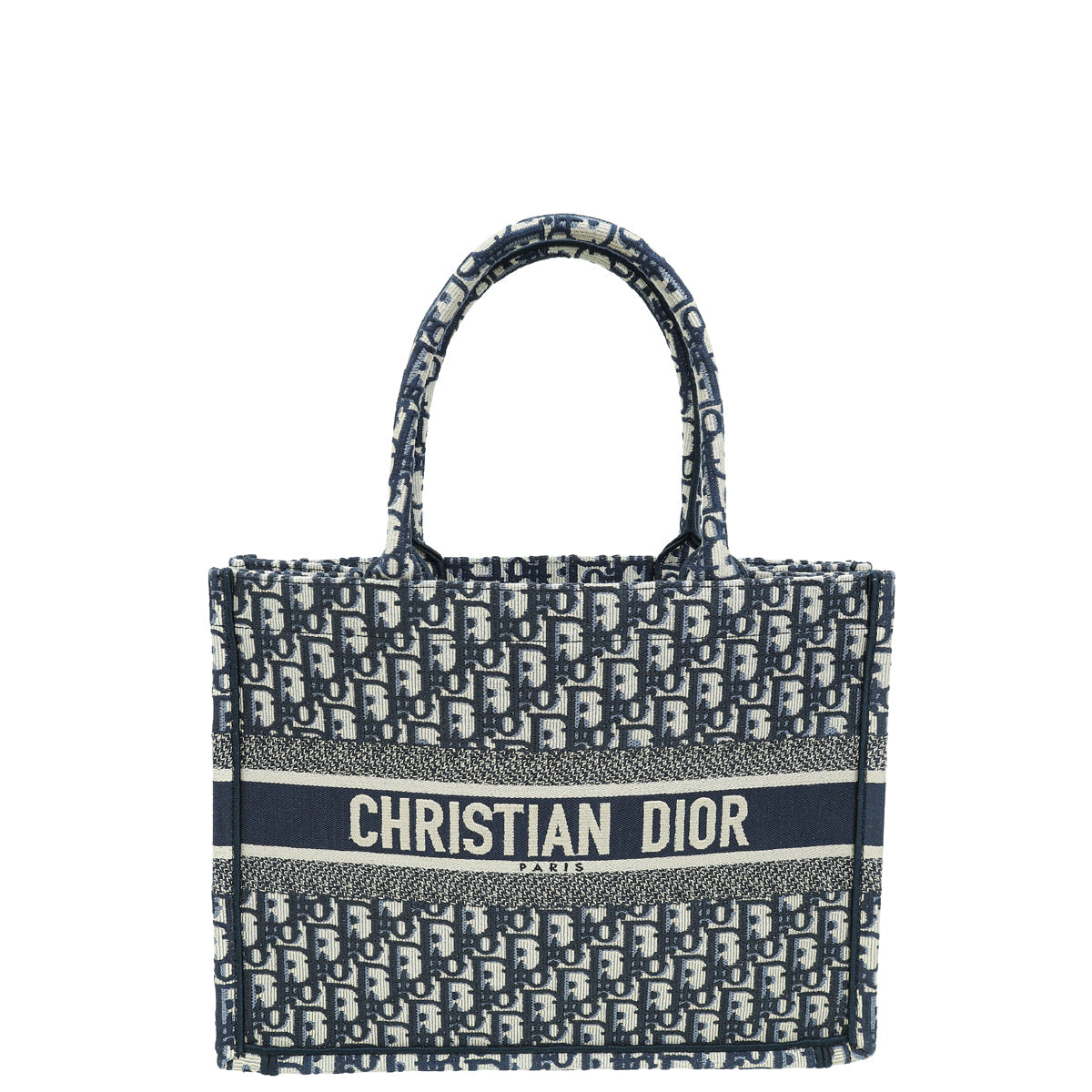 Dior Handbag Christian Oblique Book Tote Bag 4 Blue Navy Medium