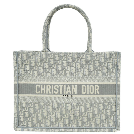 Dior Handbag Christian Grey Oblique Book Tote Bag 2 Gray Medium