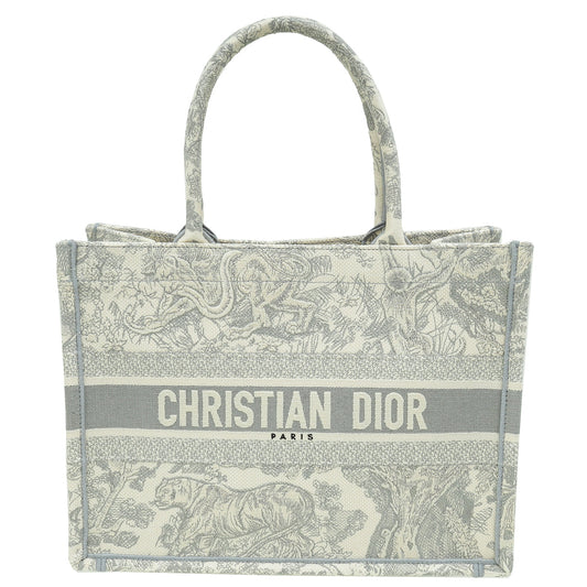 Dior Handbag Christian Grey Toile De Jouy Book Tote Gray Medium Tote Bag