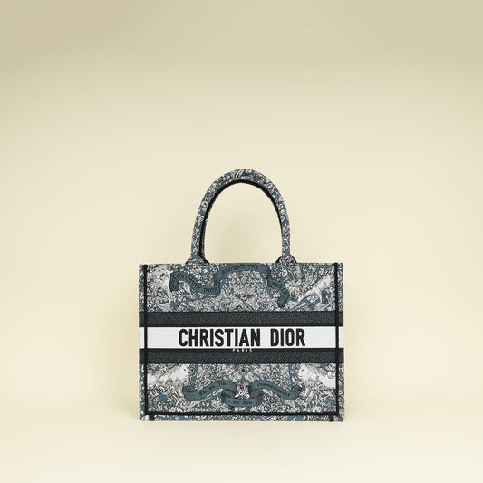 Dior Handbag Christian Tricolor "Around the World" Book Tote Medium Embroidered Tote Bag