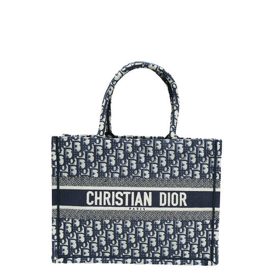 Dior Handbag Christian Oblique Book Tote Bag 2 Blue Navy Medium