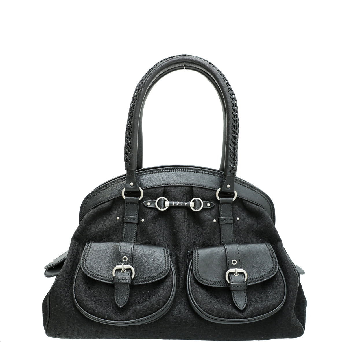 Dior Handbag Christian "My " Frame Pocket Satchel Bag Monogram Black