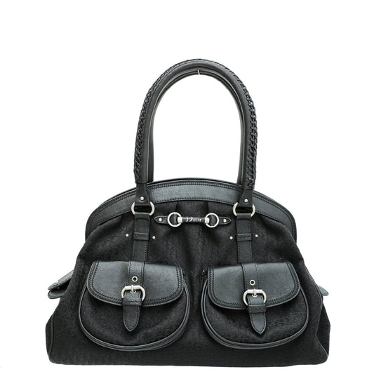 Dior Handbag Christian "My " Frame Pocket Satchel Bag Monogram Black