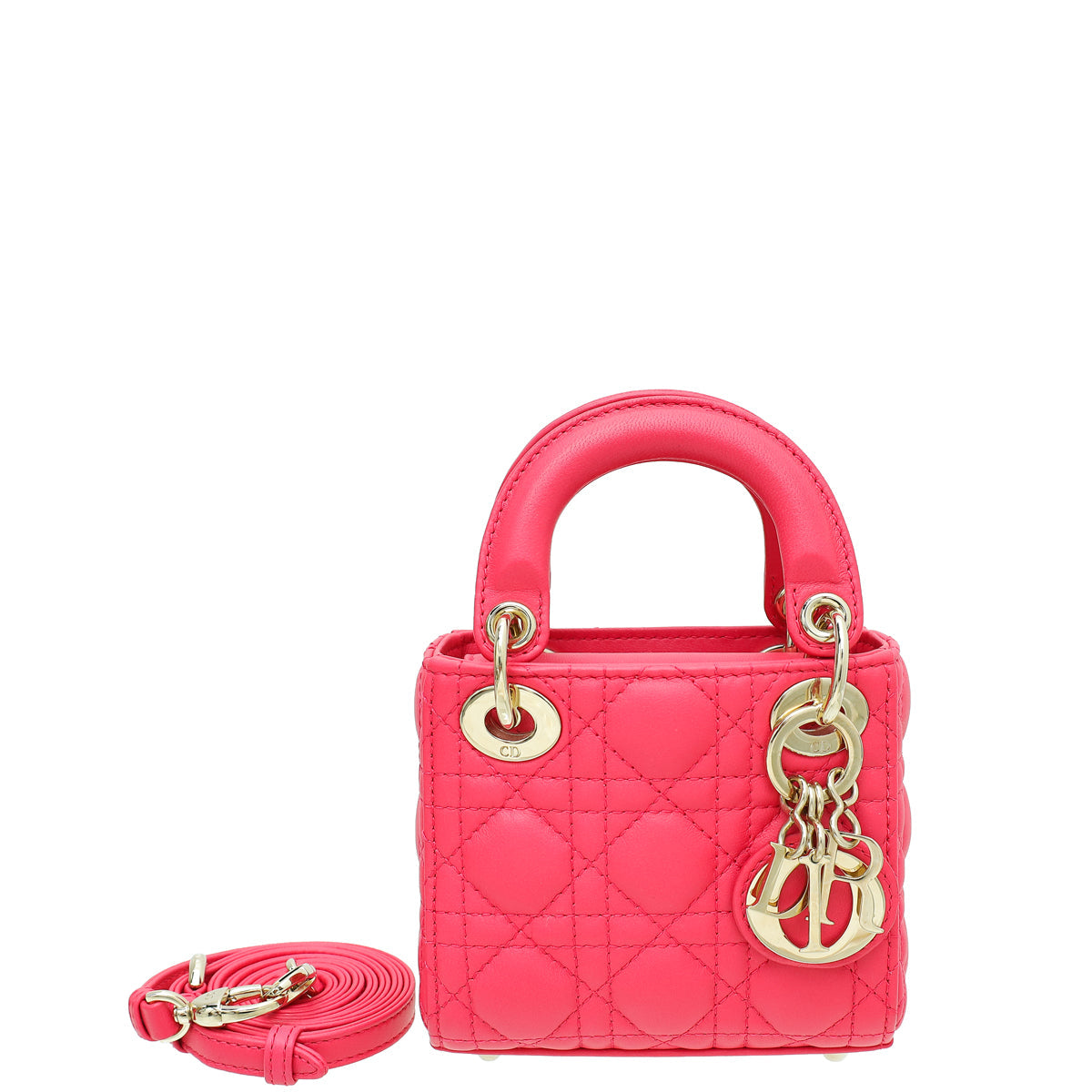 Dior Handbag Christian Fuchsia Lady Bag Micro Shoulder Bag