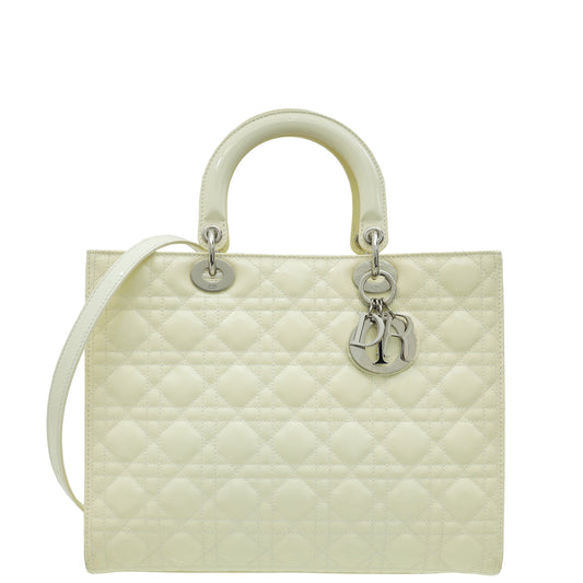 Dior Handbag Christian Lady Bag White Large Shoulder Bag
