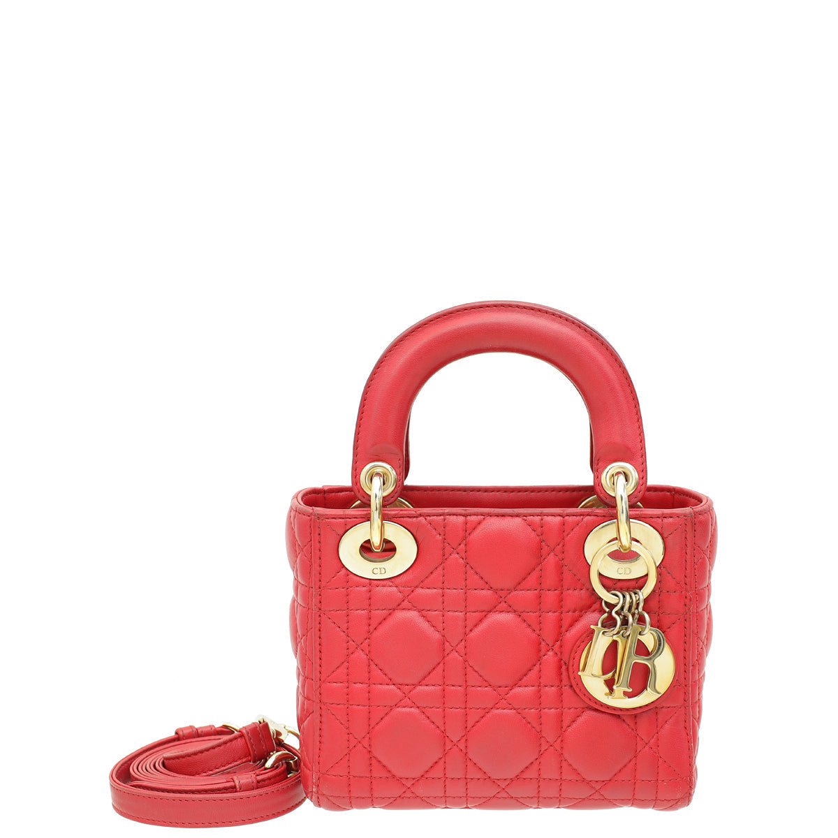 Dior Handbag Christian Lady Strap Bag Red Mini Shoulder Bag