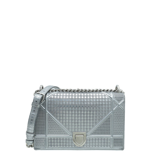 Dior Handbag Christian Cannage ama Shoulder Bag Silver Medium Micro