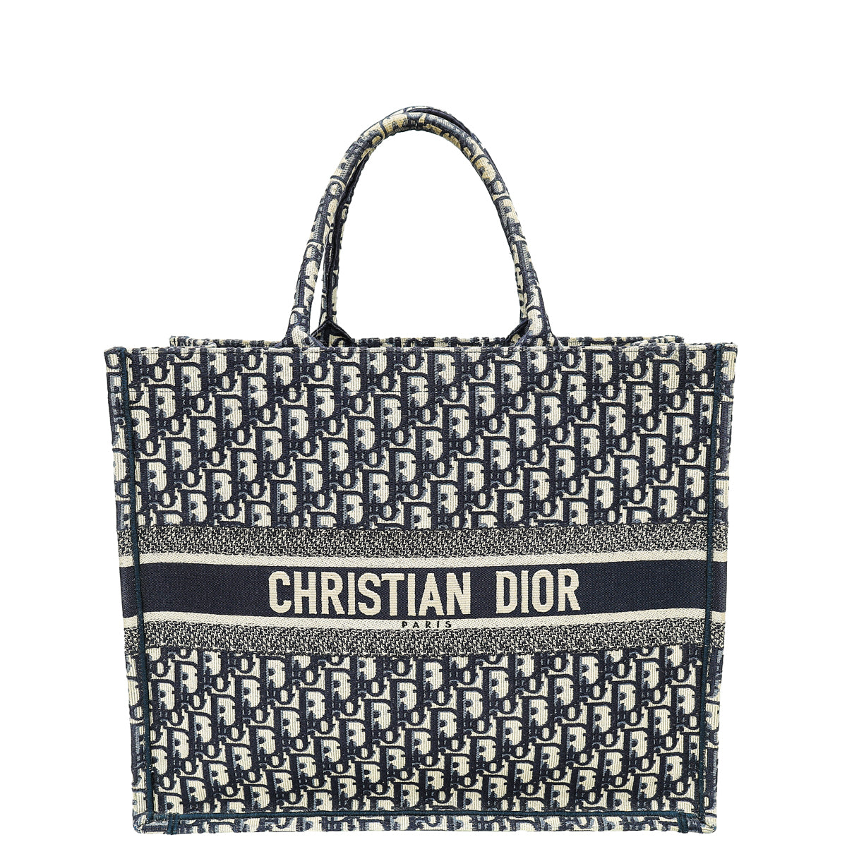Dior Handbag Christian Oblique Book Tote Bag Blue Large