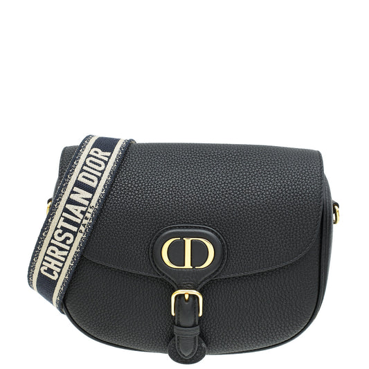 Dior Handbag Christian Bobby Shoulder Bag W Adjustabla Strap Black Medium