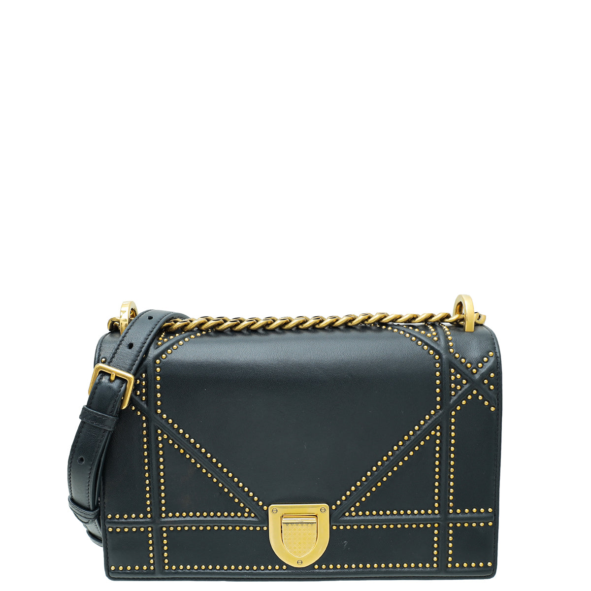 Dior Handbag Christian Indigo ama Studded Bag Blue Medium Flap Shoulder Bag