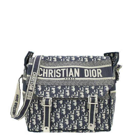 Dior Handbag Christian Oblique camp Bag Blue Medium Shoulder Bag