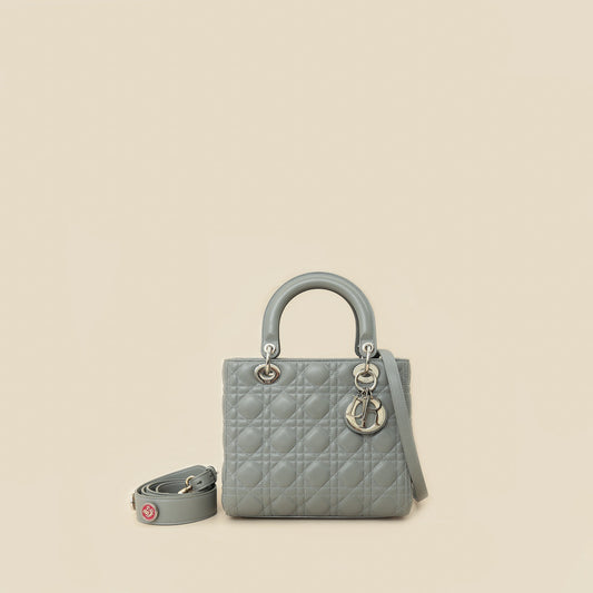 Dior Handbag Christian Lady Bag Gray Medium Shoulder Bag