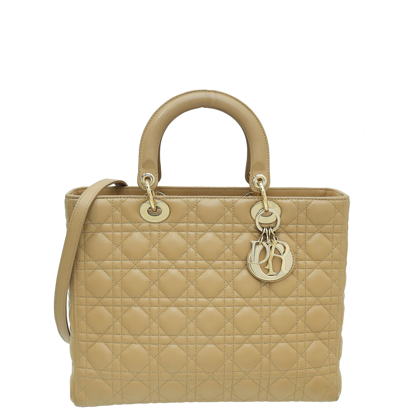 Dior Handbag Christian Lady Bag Beige Large Shoulder Bag