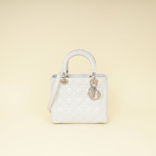 Dior Handbag Christian Ghost Lady Bag White Medium Shoulder Bag