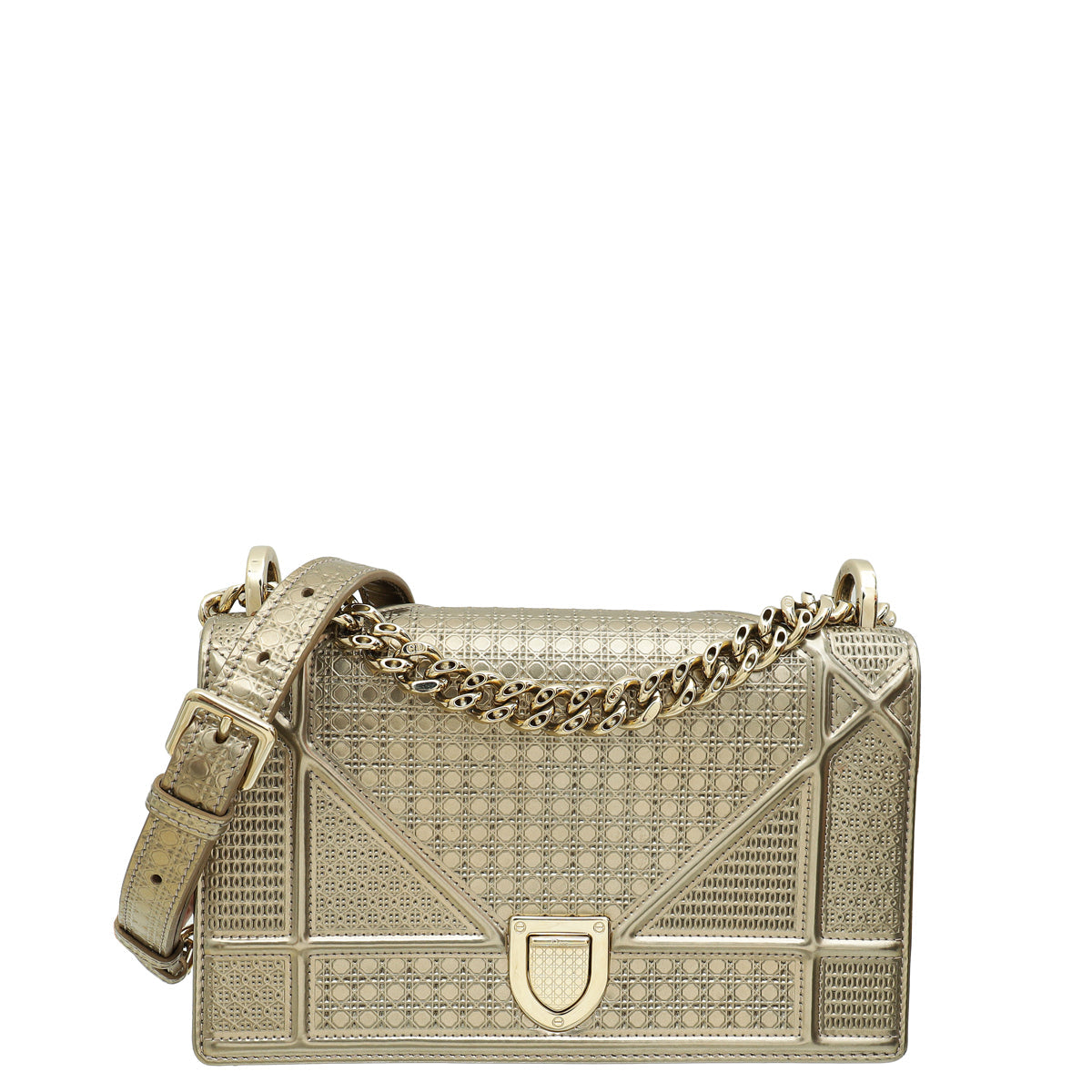 Dior Handbag Christian Metallic Champaign Cannage ama Shoulder Bag Small Micro