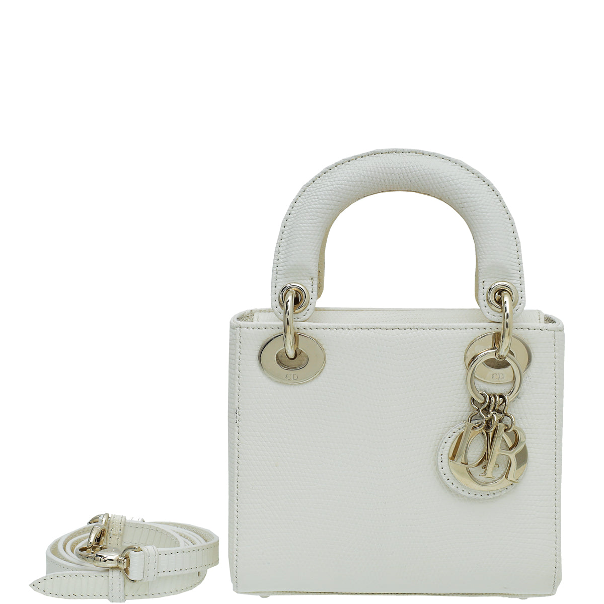 Dior Handbag Christian Lizard Lady Bag White Mini Shoulder Bag