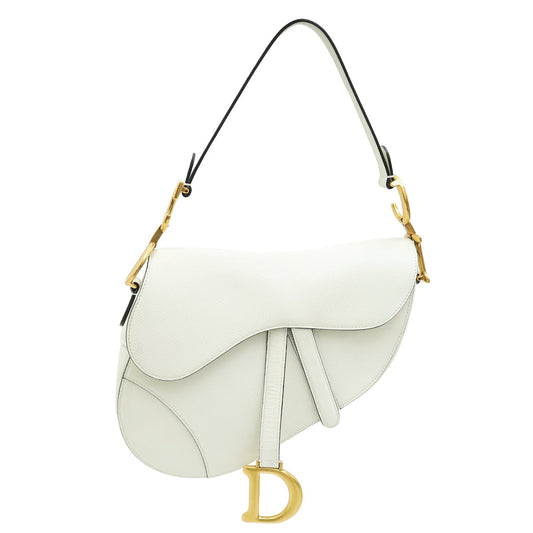 Dior Handbag Christian Saddle Bag 6 White Medium Shoulder Bag