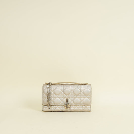 Dior Handbag Christian Metallic Light My Bag Gold Mini Shoulder Bag