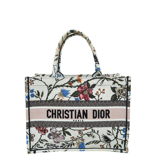 Dior Handbag Christian Book Tote Jardin Botanique Embroidery Bag White Multicolor Medium Tote Bag
