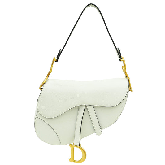 Dior Handbag Christian Saddle Bag 2 White Medium Shoulder Bag