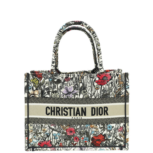 Dior Handbag Christian Mille Fleurs Book Tote Bag w White Multicolor Medium Shoulder Bag