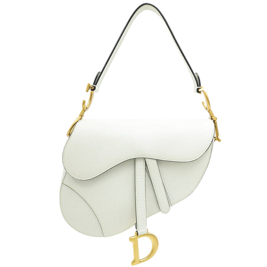 Dior Handbag Christian Saddle Bag 5 White Medium Shoulder Bag