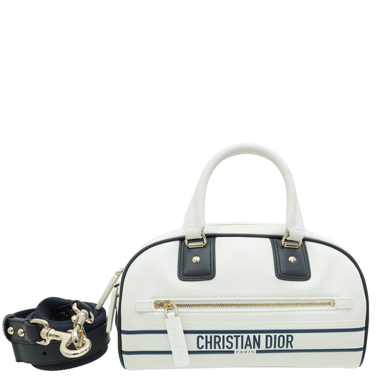 Dior Handbag Christian Bicolor Vibe Bowling Bag 2 Small Zip Shoulder Bag