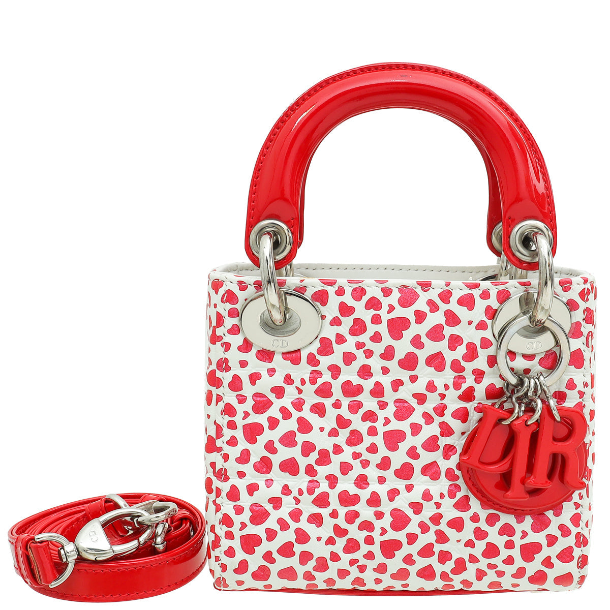 Dior Handbag Christian Lady Hearts Print Bag Micro Shoulder Bag