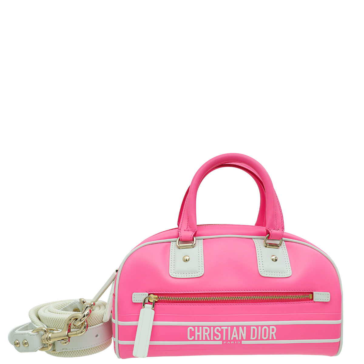 Dior Handbag Christian Bicolor Vibe Bowling Bag 3 Small Zip Shoulder Bag