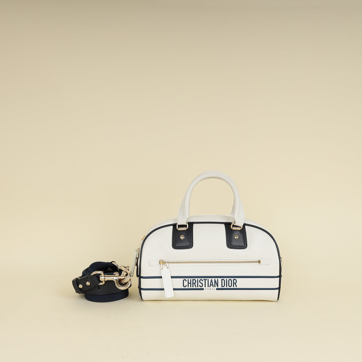 Dior Handbag Christian Bicolor Vibe Bowling Bag Shoulder Bag