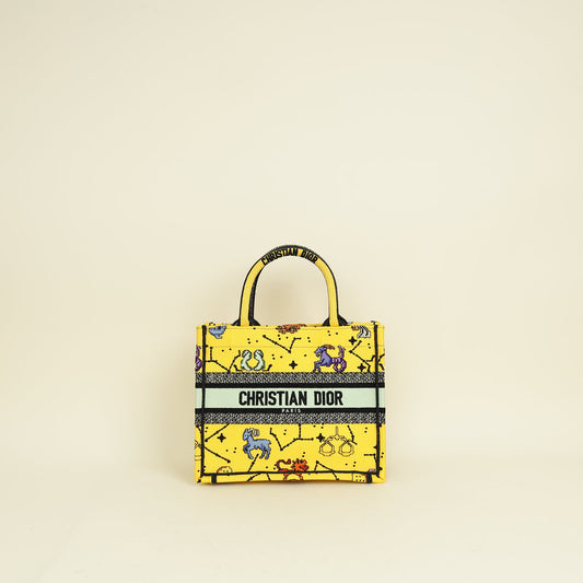 Dior Handbag Christian Pixel Zodiac Book Tote Bag 2 Yellow Multicolor Small