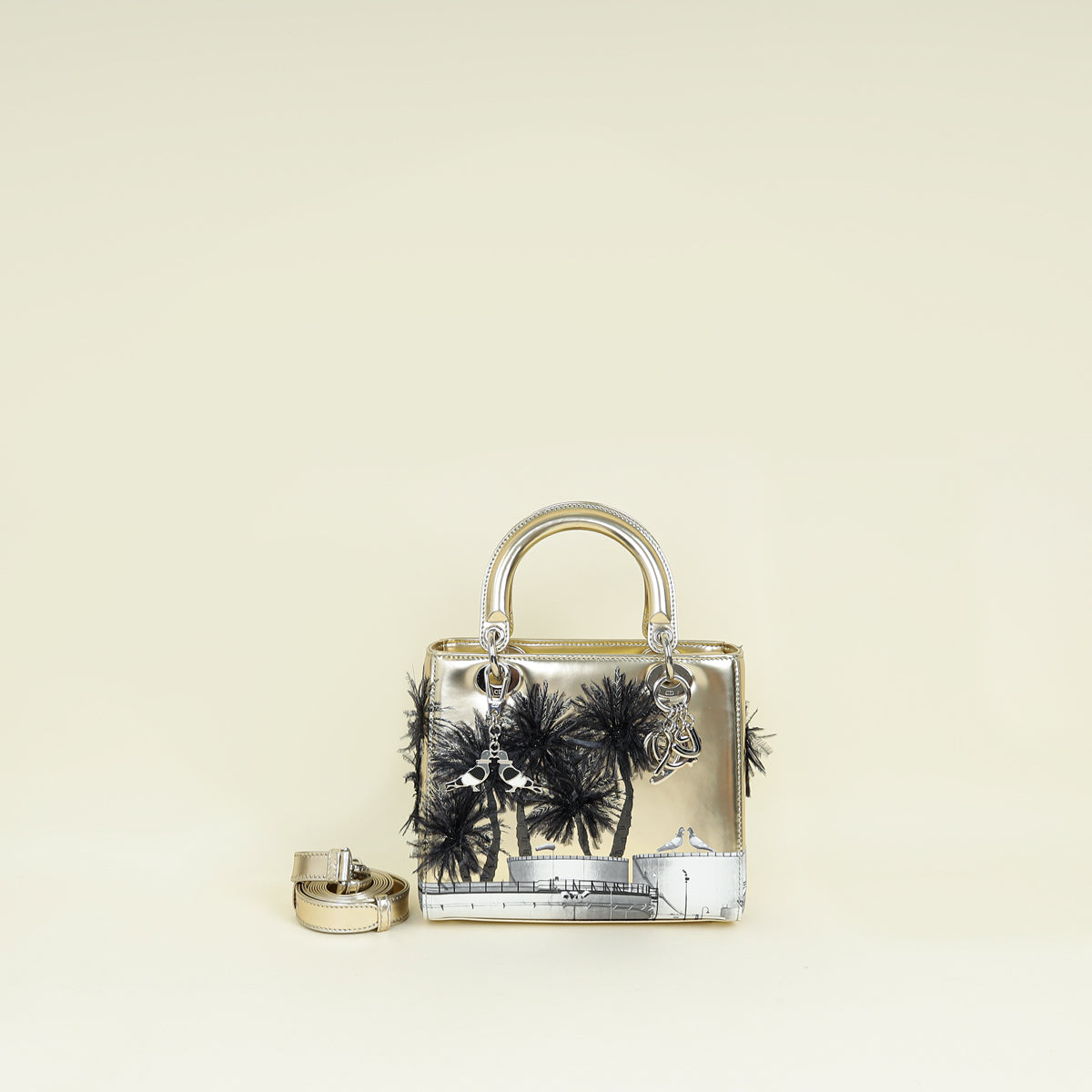Dior Handbag Christian Champagne x Manal Aldowayan Lady Bag Medium Shoulder Bag