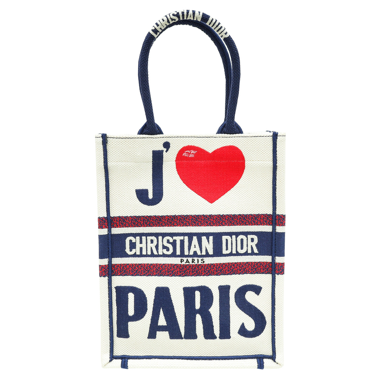 Dior Handbag Christian Tricolor I love Paris Vertical Book Tote Bag