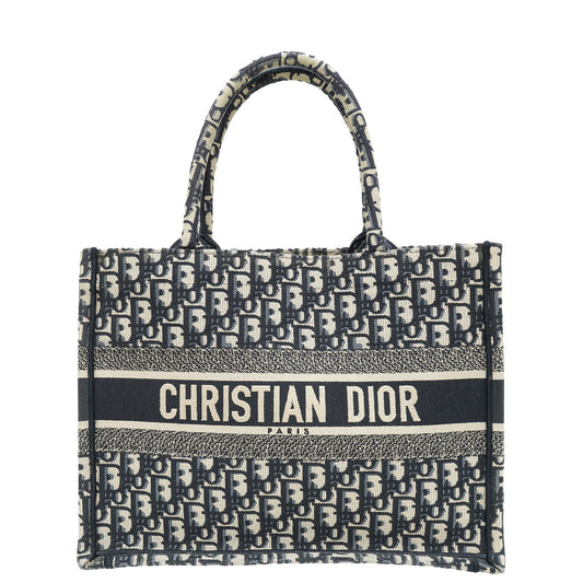 Dior Handbag Christian Bicolor Oblique Book Tote Bag Medium Embroidered