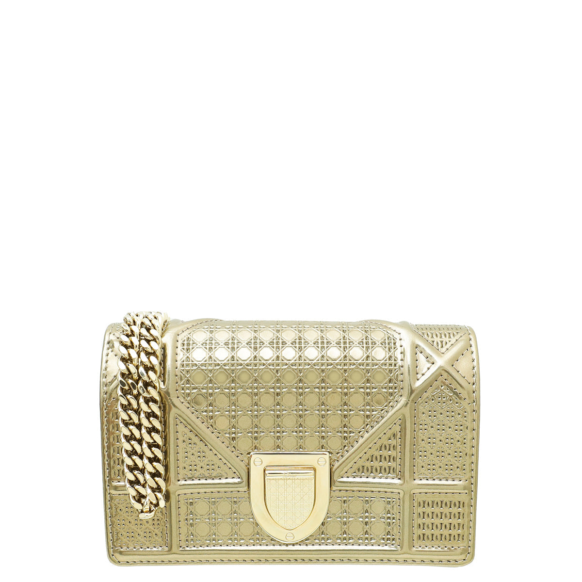 Dior Handbag Christian Metallic -Cannage ama Bag Gold Baby Micro Shoulder Bag