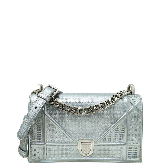 Dior Handbag Christian ama Cannage Shoulder Bag Silver Small Micro