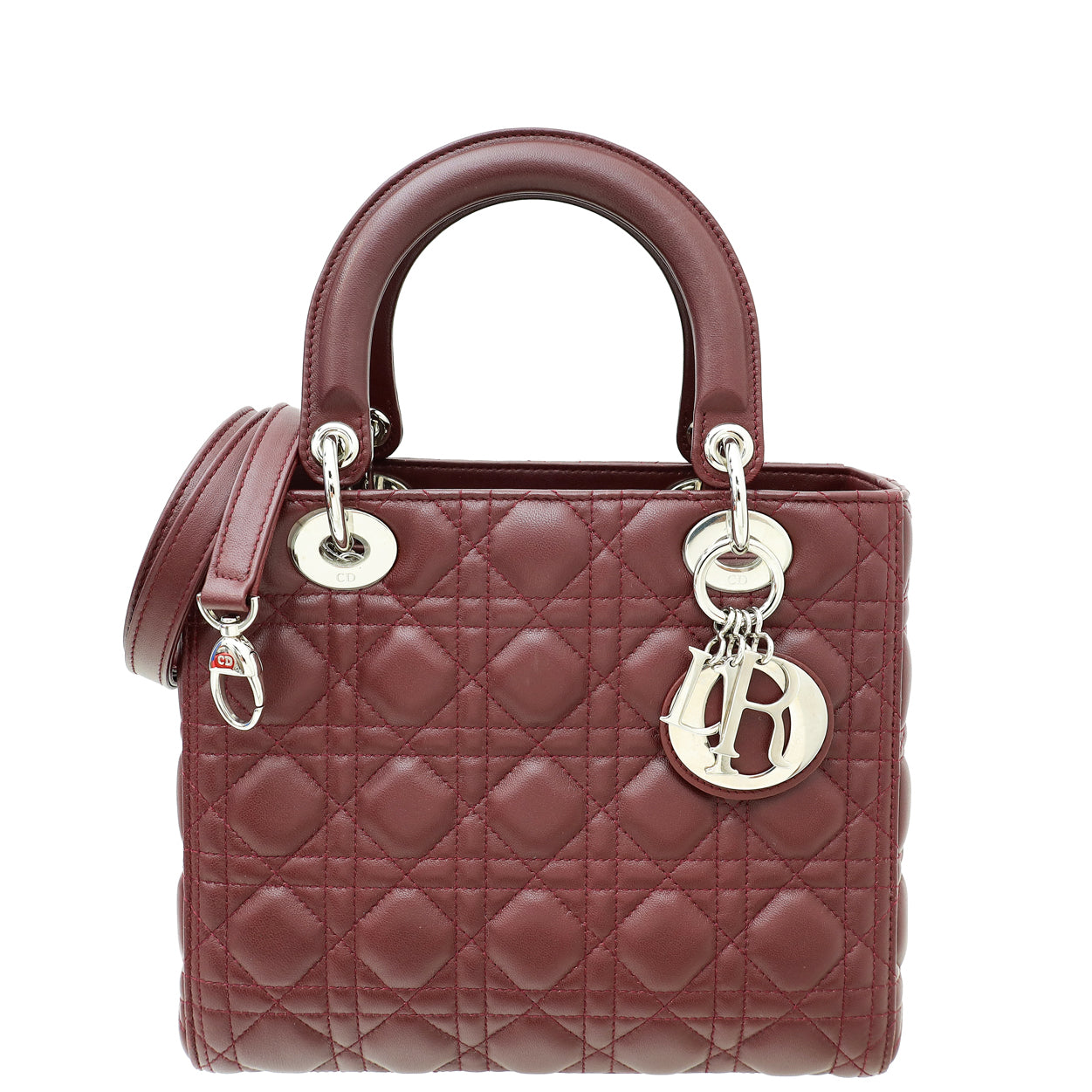 Dior Handbag Christian Burgundy Lady Bag 2 Medium Shoulder Bag